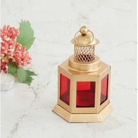 Auradecor Moroccan Lantern, Tealight Candle Holder with Tealight Candle for Home Decor Home Decor and Gift, Diwali, Festival, Indoor & Outdoor Use (Red, Pack of 1)