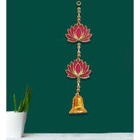 CraftVatika Lotus Floral Decoration with Bell Wall Hanging Strings for Home Decoration, Diwali, Wedding, All Festival Decoration, Decorative Item for Wall/Door/Window Hanging (1 Pcs)