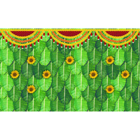 Ashvath Fashion Weaved Coconut Leaf and Flower with Goddess Laxmi MATA Design Backdrop Cloth for Pooja Decoration Traditional Deepavali Festival Diwali Pooja Size 5Feet Height and 8Feet Width(5 * 8)