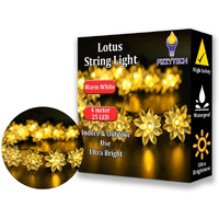 Fizzytech 25 Led Lotus Flower Decoration Lights Plug In Fairy String Lights Diwali Christmas Home Decoratve Lights (4 Meter Warm White) - Plastic