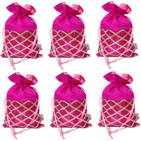 2DS Gota Work Silk Potli Bags For Return Gifts (Set of 25) Batwa for Gifting. Wedding gift potli/Jewellery Pouch, Shagun Potli Set, Ideal handbag potli for diwali Gift Packing Colour_Pink