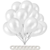 AMFIN (Pack Of 200) White Metallic Balloons with Matching Curling Ribbon for Birthday Decoration , Decoration for Weddings , Engagement , Decoration Items , 1st Birthday Party Decoration Items , Bachelo - rs Party , Office Party , Diwali , New Year Party , Christmas Decoration Items. - WHITE