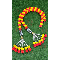 S2S Marigold Garland for Decoration Artificial Marigold Flowers Decorations Indian Dcor for Pooja, Wedding, Events, Diwali, Decor 2pcs (Orange & Yellow)