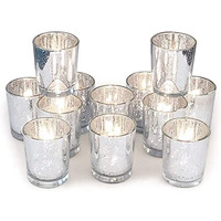 The Purple Tree Silver Mercury Votive Tealight Candle Holders for Diwali Christmas (Pack of 12) Diwali Tealights, Corporate Gifts, Home Decor Gift Item, Diwali Decoration, Christmas tealight