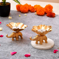 CraftVatika Elegant Metal Tea Light Candle Holder Set of 2 for Home Decor - Modern Design, Wedding & Diwali Decoration - Handcrafted Tabletop Decorative Holder - Indoor & Outdoor
