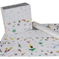 eVincE Gift Wrapping Paper Diwali kids gifting ideas New Year theme dinner party return gifts | set of 40 Sheets 50 x 70 cms | corporate office gifts wraps | White doodle theme papers