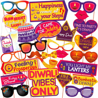 WOBBOX Diwali Decoration Happy Diwali Party Props, Multi Colour, Diwali Decoration Item, Diwali Dcor Items (28 Pcs)