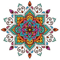 PRINTELLIGENT Diwali Rangoli Sticker PVC Vinyl (Floor/Table Sticker) 60cm X 60cm Multi design. (Design G)