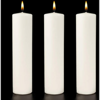 Atorakushon Paraffin Wax Smokeless Scented Pack of 3 White Tall Round Pillar Candles for Diwali