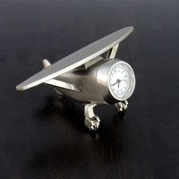 Saugat Traders Diwali/New Year Corporate Gift - Airplane Table Clock Showpiece - Best Goodluck Gift For Client,Employees,Friends - Home Decor - Aeroplane Clock Office Desk - Analog,Metal,9 Cm,Silver
