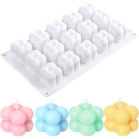 KARP 3D Bubble Candle Cube Molds - 15-Cavity- Ideal for Diwali Candles, Soap Making, Cake Decoration, Pastry, Mousse, Dessert, Trifle, Pudding, Jelly, Cheesecake -Assorted Color (1 Qty)