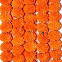 Critoanta Genda Phool Artificial Marigold Fluffy Flower/Genda Phool Garlands String for Diwali, Navratri,Durga Pooja Festival Office Decoration 5 Feet (Orange, 6)