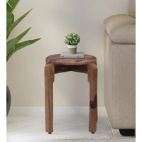 SMAART CRAAFTS Congo Solid Wood END Table for Living Room | Living Room Furniture | Premium Round Side Table for Home & Kitchen| Rustic Teak, Pure SHEESHAM Wood | Diwali Decorations