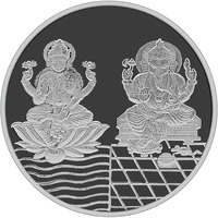 MAA SILVER 999 Purity Silver Laxmi/Lakshmi & Ganpati/Ganesh Ji Coin/Sikka for Diwali|Dhanteras with Box for Gifting & Religious Use (50 Grams)