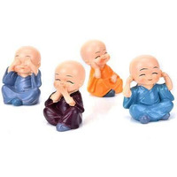 Fashion Bizz Set of 4 Baby Monk Buddha Figurines - for Car Dashboard | Home Decor| Office Decor| Gifting for Pregnant Women| Diwali Decor| Vaastu Decor| Fengshui Decorative Showpiece