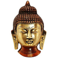 CRAFTHUT ELITE Brass Statue Lord Buddha Face Wall Hanging for Blessing, Happiness, Health, Wealth at Home & Office, Handcrafted with Antique Look/Diwali Gift H-5, Weight - 300 gms