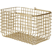 Craft Brio -A TRENDY HANDICRAFTS Wire Metal Square Decorative Diwali Gifting Basket Gold Finish (Size - 10 x 8 x 7 Ht)