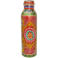 Rastogi Handicrafts Pure Copper Water Bottle for Ayurveda Health Benefits (Joint Free & leak proof) Hand Painted Art Work for Diwali Gift Christmas Gifting