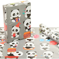 eVincE - thoughtful PRESENTations Kids Panda Gift Wrapping Paper, Thick Wrapper Cute Set of 5 Sheets (Assorted Colour, 70x50 cm) for Kids Birthday, Diwali and more