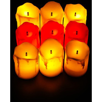 Kuber LED Candles for Home Decoration |Battey Operated |Flameless Yellow Light |Diwali Lights for Home Decoration, Along with Other Festivities & Parties |Pack of 12, Multi-Colour