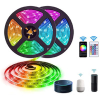 Gesto 5 Meters Waterproof Strip Lights with Adaptor and Remote Controller|Music Sync RGB Lights with Alexa |App Operated - Multicolor LED Lights for Home Decoration, Bedroom,Diwali,False Ceiling