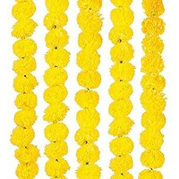 Genda Phool Artificial Genda Phool Marigold Fluffy Long Handmade Fancy Designer Window Door Hanging Wall Home Office Weddning Pooja Diwali Special Occasion Festival Theme Decorative 5 Feet Yellow 24