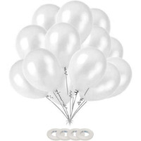AMFIN 10 Inch (Pack Of 100) White Metallic Balloons for Birthday Decoration , Decoration for Weddings , Engagement , Baby Shower Decoration Items , 1st Birthday Party Decoration Items , Anniversary Party , Bachelors Party , Office Party , Diwali , New Year Party , Christmas Decoration Items.