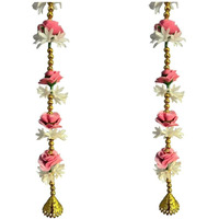 CROWNNIMREET 5 Feet Artificial Foam Flower Toran Long, Garland For Decoration Festival Navratri, Diwali, Marriages, Temple And Home/Office Inauguration (Pink, Pack Of 2), 10 CM