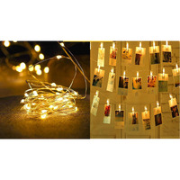 Collectible India Copper Christmas Xmas String Lights - Battery Operated for Diwali Decorations, Party, Wedding 2AA Batteries not Included ( Yellow Light Colour) Set of 20 LED Photo Clip-30 LED