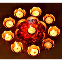 DSH Urli Bowl Handcrafted (11 Inch) Bowl for Floating Flowers T- Light Candles Home Diwali Decoration. (Rangoli).