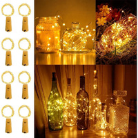 Groeien Pack of 8 Cork Lights for Wine Bottles, 20 LED Copper Wire Bottle Lights String Starry LED Lights for Bottle DIY, Decor, Diwali, Christmas(Batteries Included)