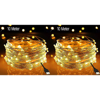 Groeien Pack of 2 Copper 10 Meter Fairy String Lights with USB Powered Led Light for DIY, Decor, Diwali, Christmas