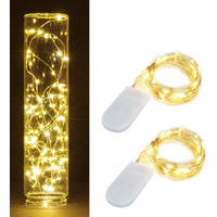Infiprises Pack of 2 - 20 LED 2 Meter Battery Powered Decoration Starry String Lights Operated by 2 x CR2032 with Large Beads Silver Wire for DIY - Diwali Christmas Lights Festival Rice Light