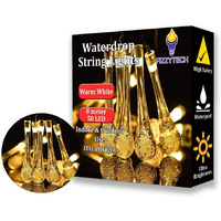 fizzytech Waterdrop String Lights of Home Decoration Diwali Light for Party Birthday Diwali Christmas Navratri Valentine Gift Home Decoration Light (8 Meter 50 LED, Warm White)