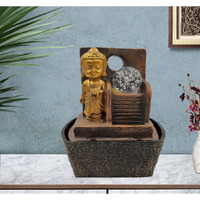 GTC Beautiful Lord Buddha Mini Waterfall Fountain Show with Electric Water Pump for Home Decoration for Diwali birthday anniversary showpiece for Drawing Room Living Room (1731)