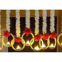 Urban Turtle Set of 5 wall Hangings for Home Decoration with LED Tea Lights, Diwali Lights, Home Living Dcor, Handmade Diwali Decoration Wall hangings , Door Valance Hanging Tea Light for Wedding Dcor Door Hanging