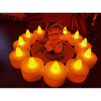 AuraDecor Flameless and Smokeless Decorative Acrylic Candles Led Tea Light Candle for Gifting, House, Diwali, Christmas, Festival, Events Decor Candles, Yellow (Pack of 12)