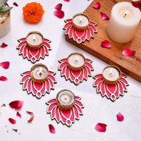 Decorative Lotus Diwali Tealight Candle Holder Stand Set of 6 - Diwali Decoration Items for Home Decor Diyas Indoor Outdoor Office Gifting-Diwali Gift