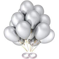 AMFIN 10 Inch (Pack Of 50) Silver Metallic Balloons for Birthday Decoration , Frozen Theme Party Decoration Items , Decoration for Weddings , Engagement , Baby Shower Decoration Items , 1st Birthday Party Decoration Items , Anniversary Party , Bachelors Party , Office Party , Diwali , New Year Party , Christmas Decoration Items