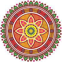 PRINTELLIGENT Diwali Rangoli Sticker PVC Vinyl (Floor/Table Sticker) 60cm X 60cm Multi design. (Design B)