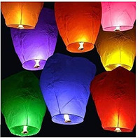 COTTONTEE Home Decor in Plastic Bottle,Rangoli Colour/Birthday/All Festival Multicolor,Paper/Flying Night Sky Light Candle for Diwali/Christmas/Sky Lanterns (Sky Lanterns(Pack of 10))