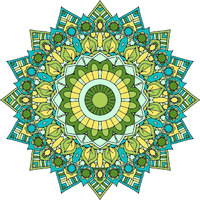 PRINTELLIGENT PVC Vinyl Diwali Rangoli Design Floor/Table Sticker Multi colour (Design 07)