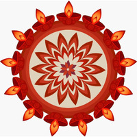 PRINTELLIGENT PVC Vinyl Diwali Rangoli Design Floor/Table Sticker Multi colour (Design 09)