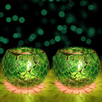 The Purple Tree Morrocan Mosaic Tealight Candle Holders (Pack of 2), Diwali Candle Holder, tealight Holder, Diwali Gift, Best Gift for Diwali, Diwali Decoration T74