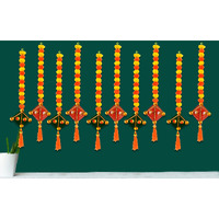 CraftVatika Artificial Marigold Fluffy Flowers with Handmade Kites Wall Door Hanging Latkans for Diwali, Wedding, Home Decoration (10 Pcs)