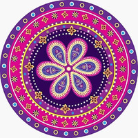 PRINTELLIGENT PVC Vinyl Diwali Rangoli Floor/Table Sticker (Multicolour, 60cm X 60cm, Design023)