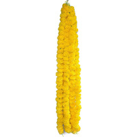 Caneuf Artificial Genda or Marigold Flowers Garland for Decoration for Diwali, Housewarming, Christmas, Wall hangings (4.5 ft Per Strings) (Yellow, 5)