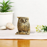 CraftVatika Brass Vintage Owl Bird Decorative Showpiece for Home Decor, Living Room, Table Top , Diwali Decoration & Diwali Gifts (3 x 2.5 x 1 inches)