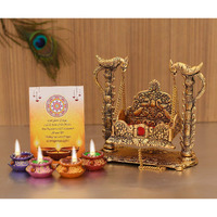 Collectible India Diwali Gift Combo Set - Metal Swing Lord Ganesha jhula Idol/Gold Plated Laddu Gopal Jhoola - Diwali Decoration Items for Home  Tealight Candle Holder - Festival Birthday Gifts