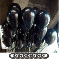 AMFIN 10 Inch (Pack Of 200) Black Metallic Balloons for Birthday Decoration , Decoration for Weddings , Engagement , Baby Shower Decoration Items , 1st Birthday Party Decoration Items , Anniversary Party , Bachelors Party , Office Party , Diwali , New Year Party , Christmas Decoration Items